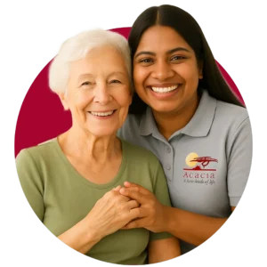 Acacia Homecare Carer smiling with customer
