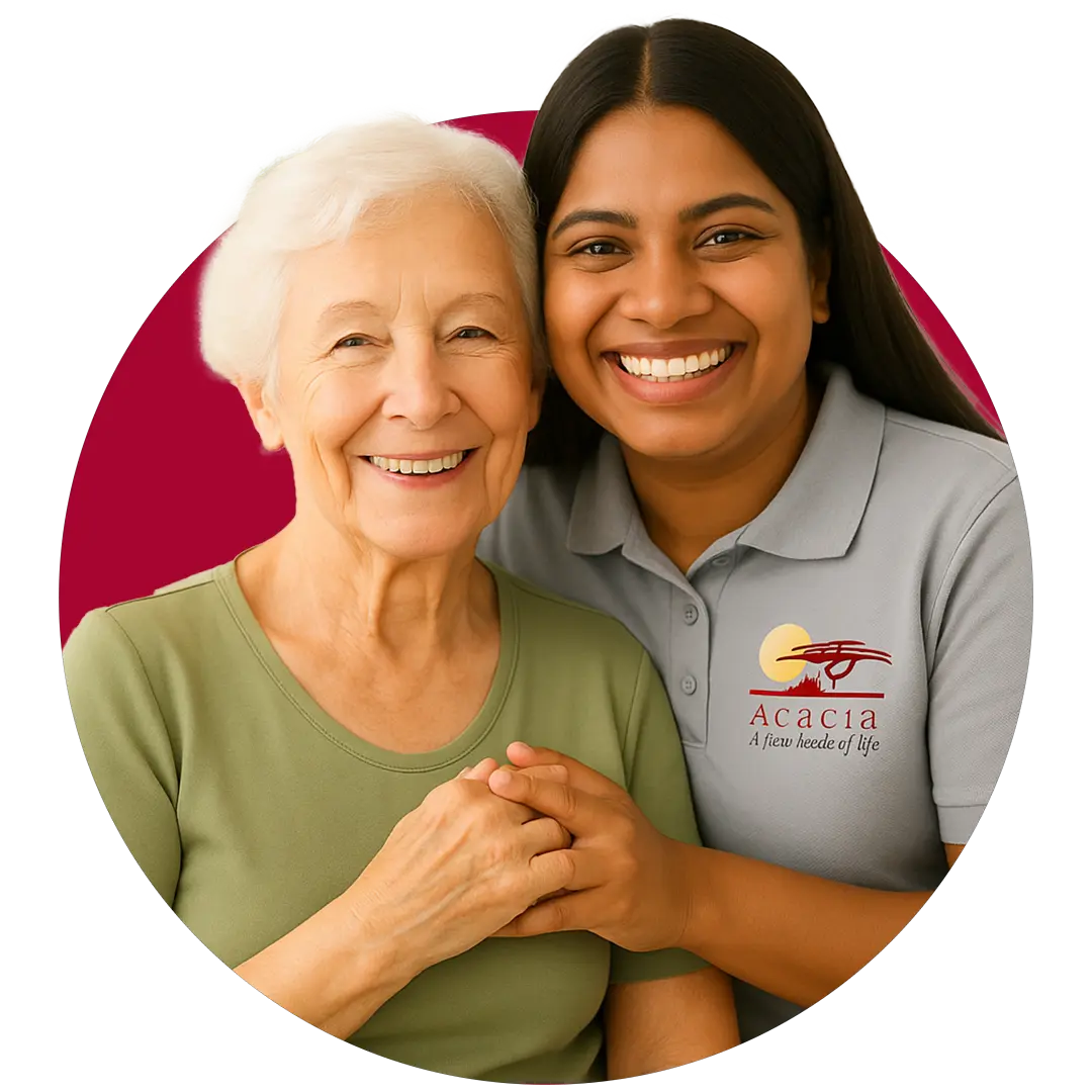 Acacia Homecare Carer smiling with customer