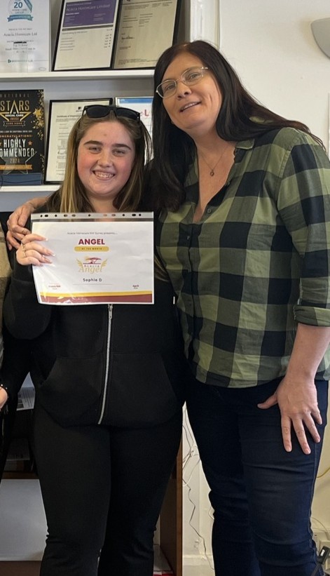 Sophie D Angel of the Month, April - Acacia Homecare