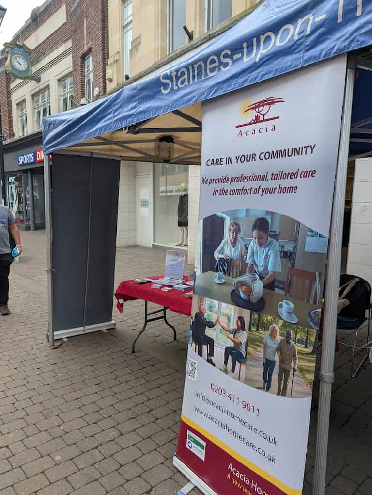 Acacia Homecare at Dementia Awareness Street Market in Staines Highstreet