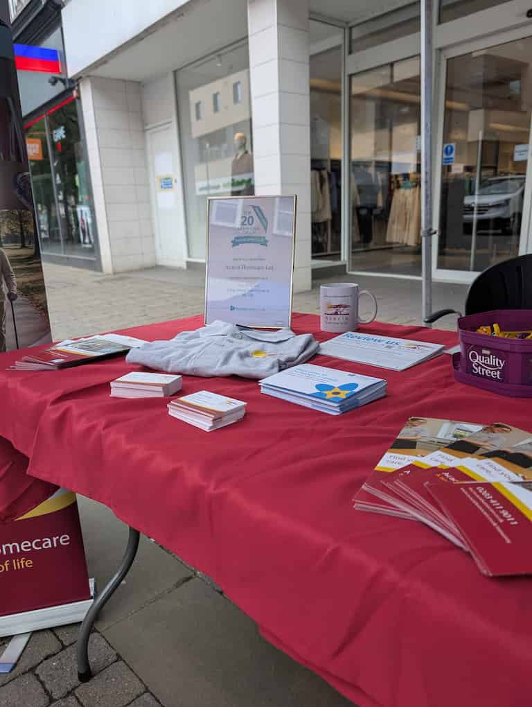 Acacia Homecare at Dementia Awareness Street Market in Staines Highstreet